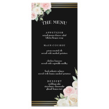 Menu plat Fleurs de Poussées Roses et Blanches