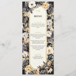 Menu Plat Floral Noir & Or