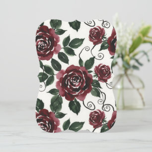 Menu plat floral Roses rouges foncées