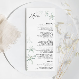 Menu plat Mariage blanc vert moderne