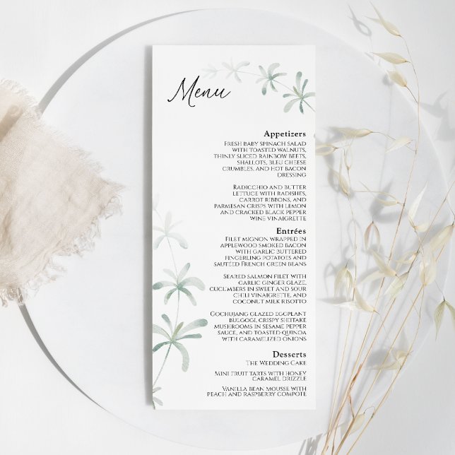Menu plat Mariage blanc vert moderne (Créateur téléchargé)