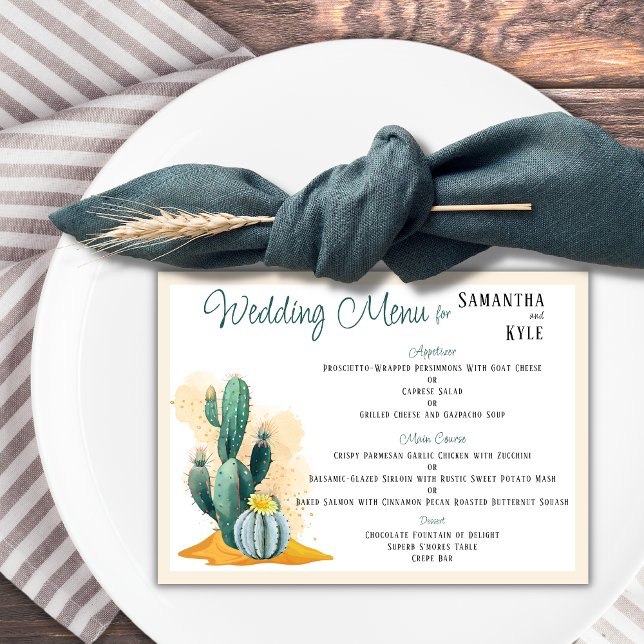 Menu plat Mariage Cactus (Créateur téléchargé)