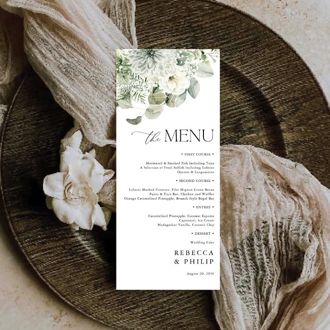 Menu plat Mariage Dusty Sage Green (Créateur téléchargé)