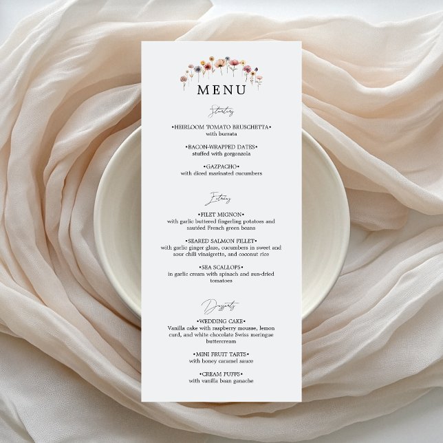 Menu Plat Mariage floral coloré (Créateur téléchargé)