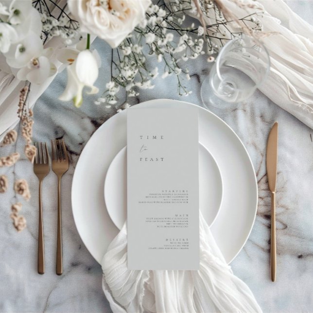 Menu plat minimaliste moderne Dusty Blue Mariage (Modern Minimalist Dusty Blue Wedding Flat Menu)