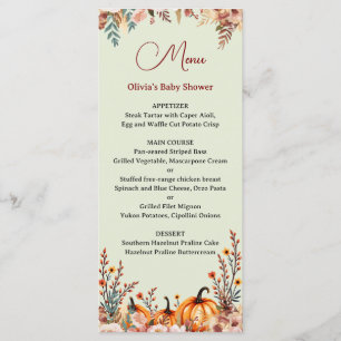 Menu plat pour Baby Shower sur le thème de citroui