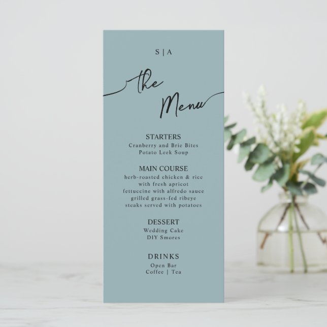 Menu plat pour Mariage Boho. (Debout devant)