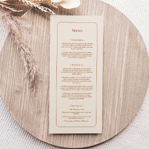 Menu Plat simple Mariage ivoire Boho