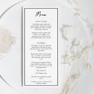Menu plat simple minimaliste Mariage