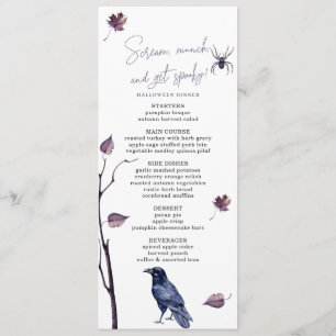 MENU PLUM BLACK CROW SPIDER AUTOMNE QUITTE HALLOWEEN