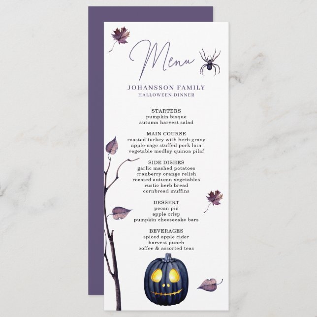 MENU PLUM ÉFFRAYANT CITROUILLE SPIDER AUTUMN FEAF HALLO (Devant / Derrière)