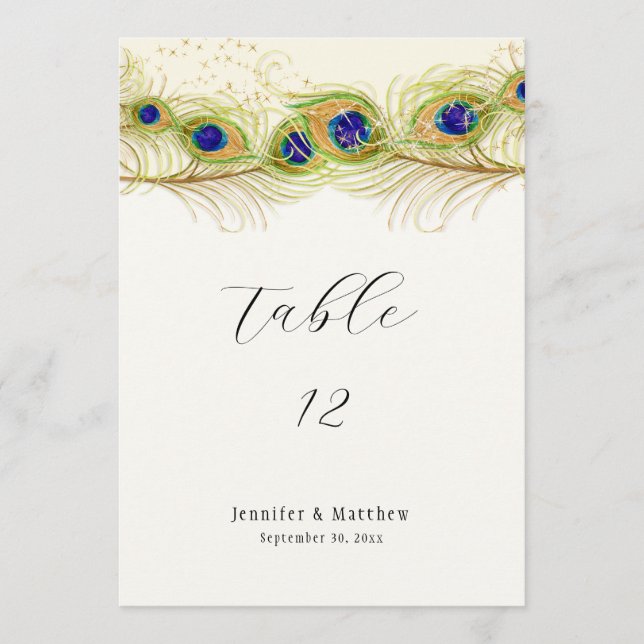 Menu Plumes de Peacock de Swirl moderne Monogramme Mono (Devant)