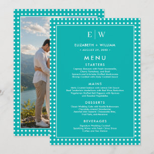 Menu Points blancs sur sarcelle – Mariage personnalisé