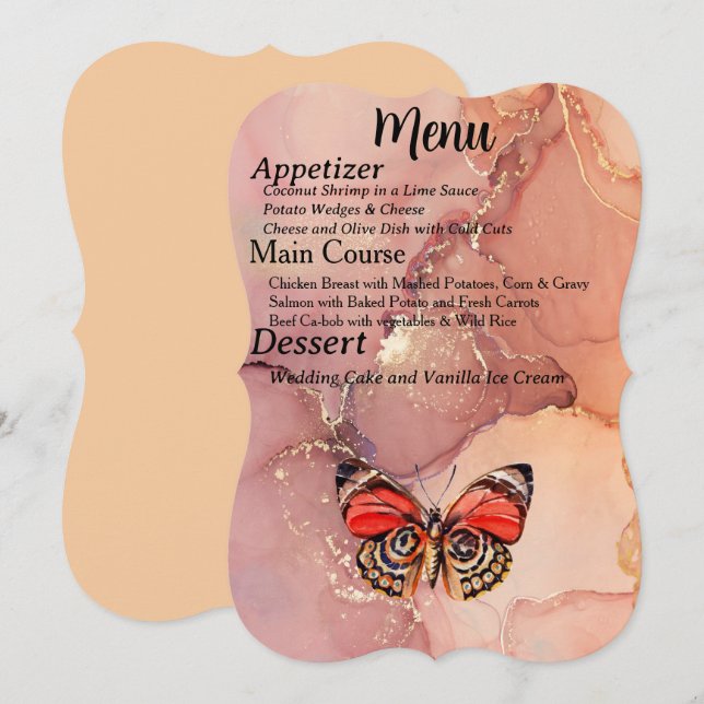 Menu pour l'événement Mariage de automne w Tree &  (Devant / Derrière)