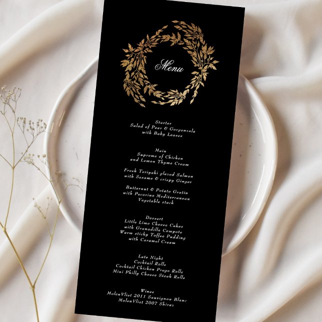 Menu Premium Black Gold Crest Classic Mariage élégant (Créateur téléchargé)