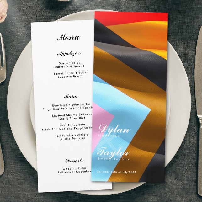 Menu Pride Flag Typographie Mariage Blanc Dîner  (Créateur téléchargé)