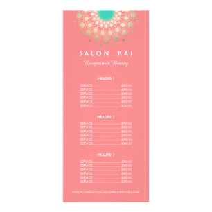 Menu Prix Motif Cercle rose et or