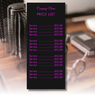 Menu Professionnel Simple Moderne Neon Magenta Tarifs