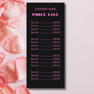 Menu Professionnel Simple Moderne Neon Rose Prix