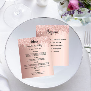Menu program rose gold birthday party