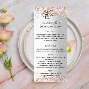 Menu program silver rose gold wedding