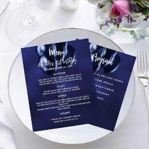 Menu programme ballons bleus marine blancs