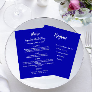 Menu programme bleu royal blanc