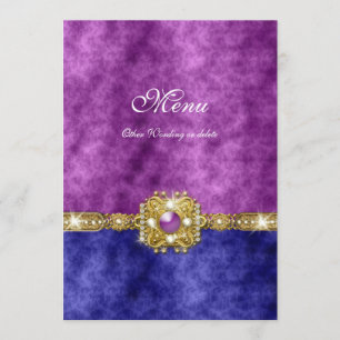 menu purple blue damask bling fashion