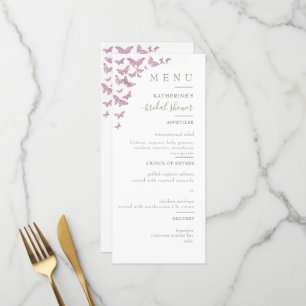Menu Purple Gold Butterfly Boho Élégante Fête des marié