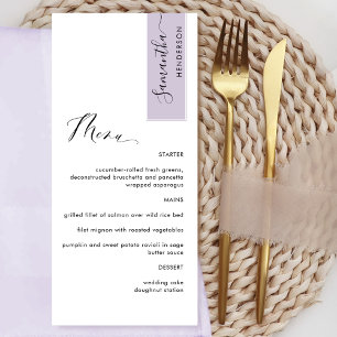 Menu Purple Personnalisé avec Nom de l'invité Elegant M