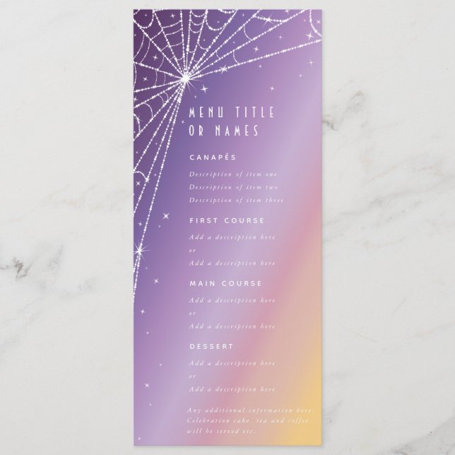 Menu Purple Sunset Diamond Spider Web Flat 4 Parcours (Devant)