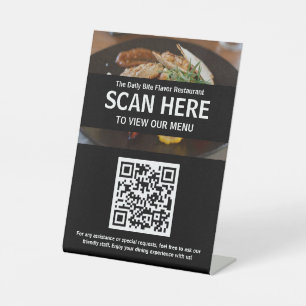Menu QR code For Cafe or Restaurant Tabletop Sign