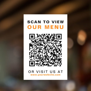 Menu QR Code Restaurant Cafe Window Cling