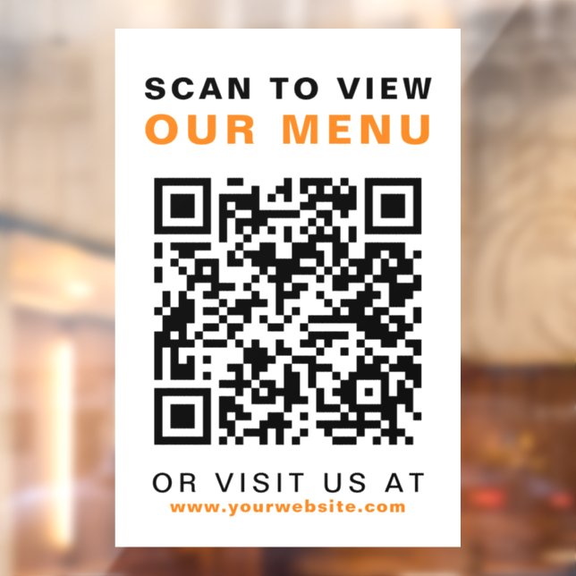 Menu QR Code Restaurant Cafe Window Cling (Sheet 2)