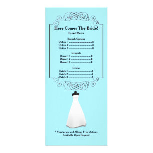 Menu Rackcard de Fête de la mariée