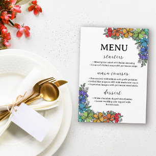 Menu Rainbow Pride Flowers LGBTQ Mariage