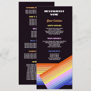 Menu Rayures Vives, Restaurant Slimline