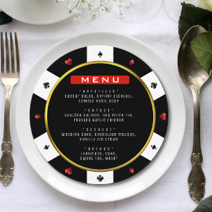 Menu Réception de mariage de chips de poker