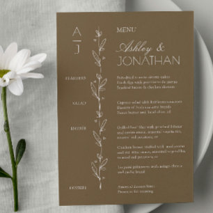 Menu Réception De Mariage De Divider Floral Bio Moderne