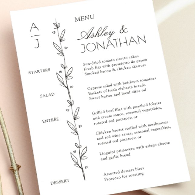 Menu Réception De Mariage De Divider Floral Bio Moderne (Créateur téléchargé)