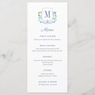 Menu Réception De Mariage De Monogramme Côtier Classiqu