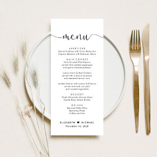Menu Réception De Mariage De Script Élégante