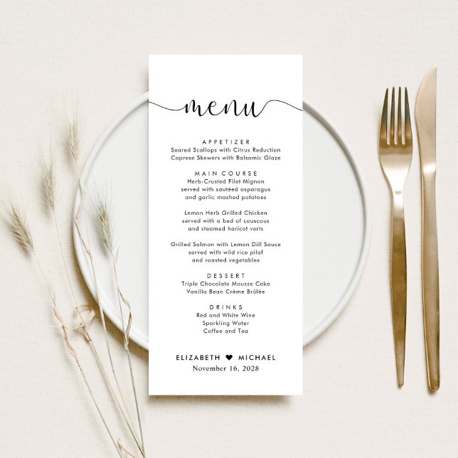 Menu Réception De Mariage De Script Élégante (Créateur téléchargé)