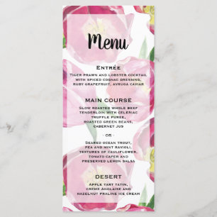 Menu Réception de mariage des tulipes roses florales