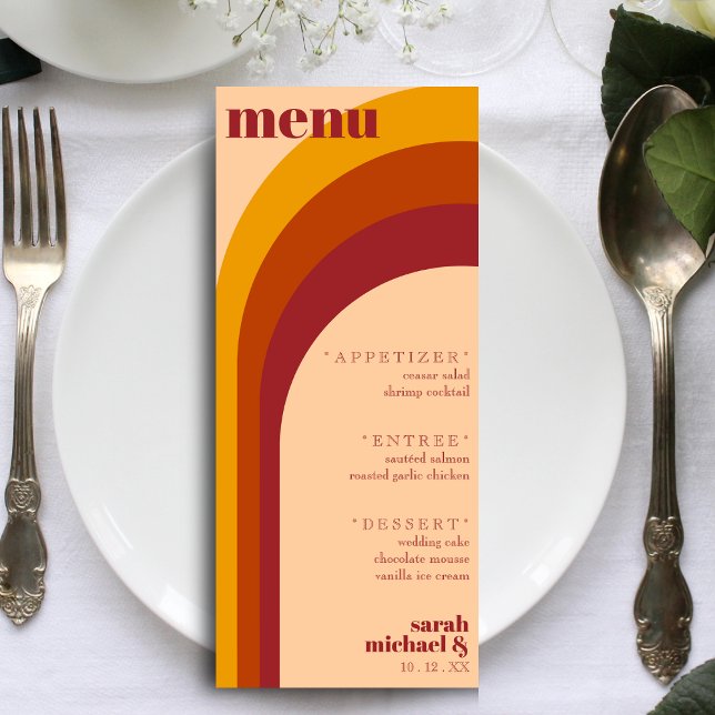 Menu Réception De Mariage En Arche Courbée Rétro (Retro Curved Arch Stripe Wedding Reception Menu)