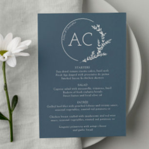 Menu Réception de mariage gris ardoise minimale de char