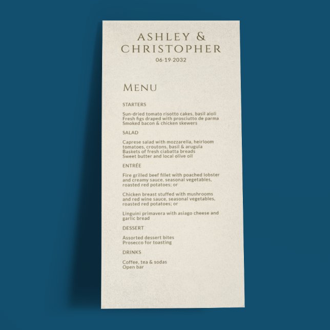 Menu Réception de mariage minimaliste en bronze et or m (Créateur téléchargé)