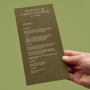 Menu Réception de mariage minimaliste en bronze moderne