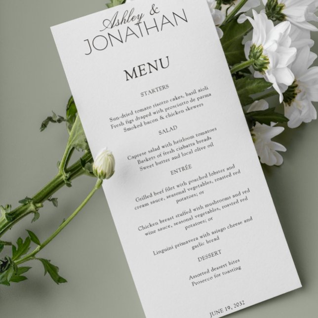 Menu Réception De Mariage Moderne, Centrée Sur La Typog (Créateur téléchargé)
