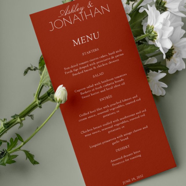 Menu Réception De Mariage Moderne, Centrée Sur La Typog (Créateur téléchargé)